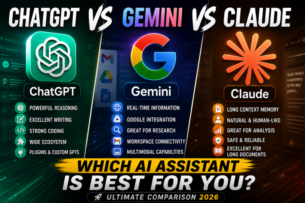 ChatGPT vs Gemini vs Claude: Which AI Assistant Is Best in 2026?